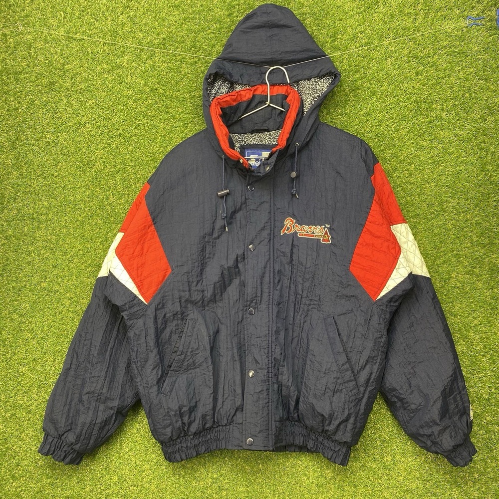 Vintage Atlanta Braves Starter Jacket Mens Size Large L Pro Line Puffer Coat Y2K